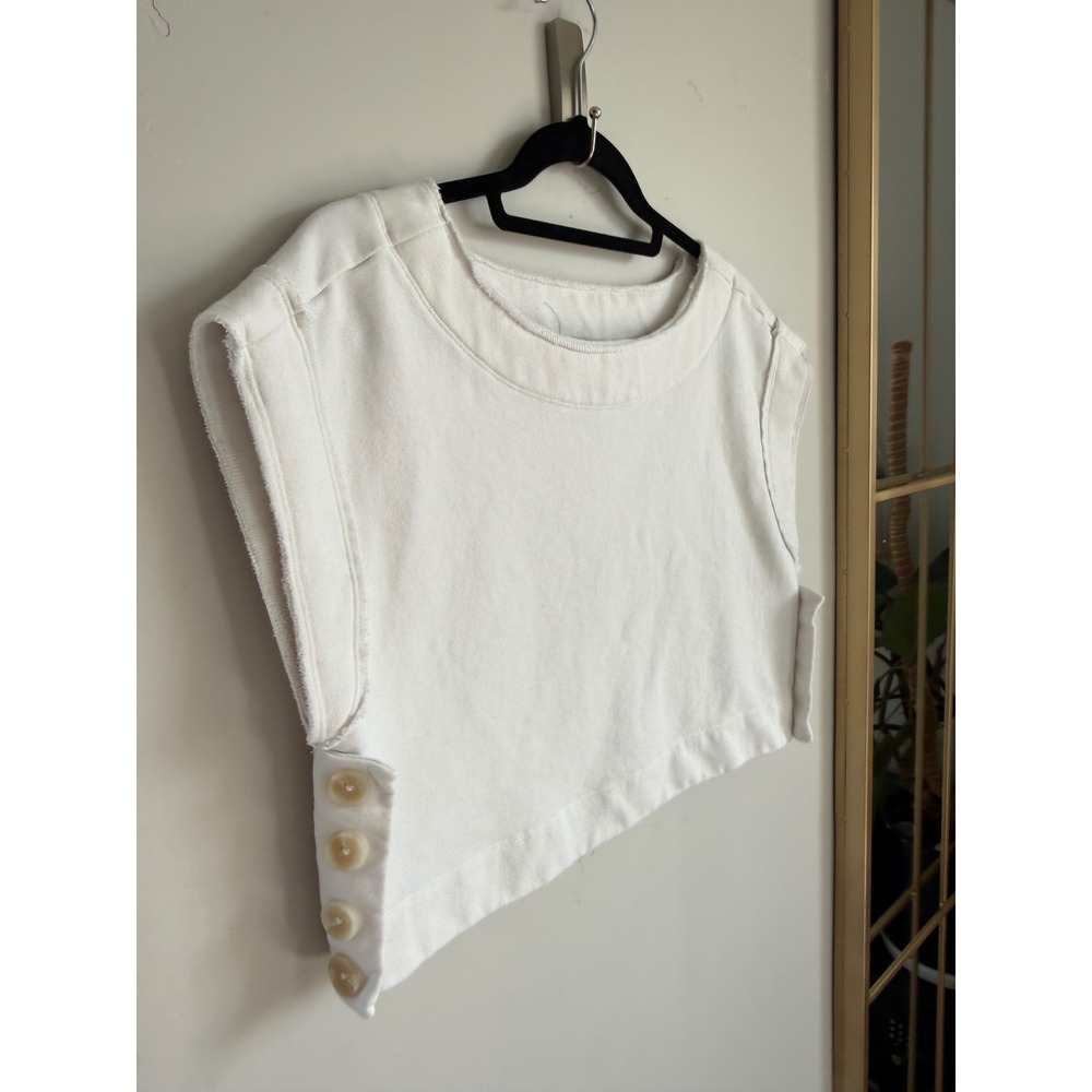 Anthropologie Sleeveless Sweatshirt Top Asymmetrical Hem Coastal Minimalist
